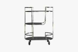 RRP £180 Brand New Mojito Drinks Trolley In Silver With Wheels