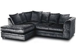 RRP £600 Ex Display Crushed Velvet Black 4 Seater Sofa With Cushions (S)