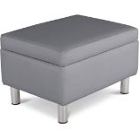 RRP £500 Ex Display Grey Leather Footstool