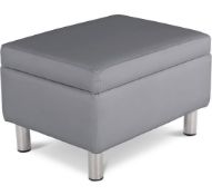 RRP £500 Ex Display Grey Leather Footstool