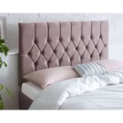 RRP £200 Buttoned Double Headboard In Pink(Cr1)