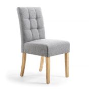 RRP £120 Wooden Dining Chair With Upholstered Seat In Grey(Cr1)