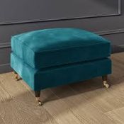 RRP £350 Ex Display Velvet Footstool In Turquoise