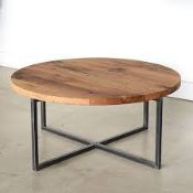 RRP £260 Metal & Wood Round Coffee Table(Cr1)