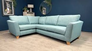 RRP £540 Ex Display Fabric Corner Couch In Teal