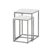 RRP £200 Metal Side Table In White & Black(Cr1)