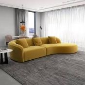 RRP £2000 Ex Display 2 Piece Round Sofa In Yellow