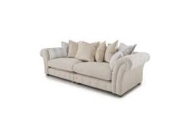 RRP £1100 Ex Display 4 Seater Couch In Salmon & Cream