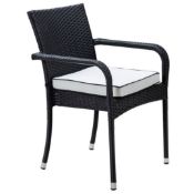 RRP £280 Rattan Garden Chairs In Black Set Of 4(Cr1)