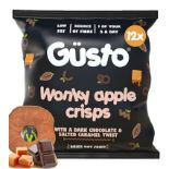 RRP £205 X 15 Boxes Gusto Snacks Dried Apple Crisps Dark Choc