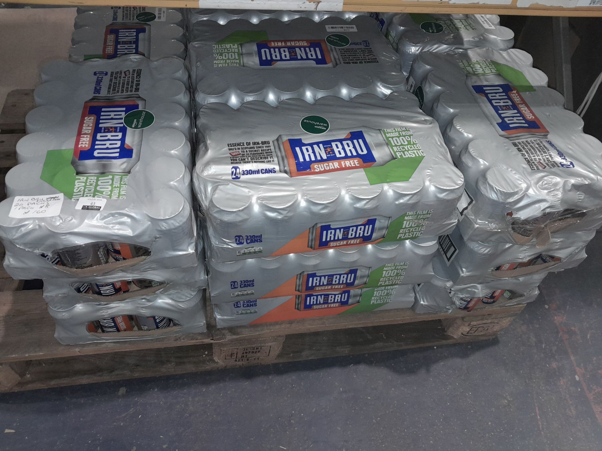 RRP £160 X20 Packs Irn Bru Sugar Free 24X330Ml Cans, Bb 10/23