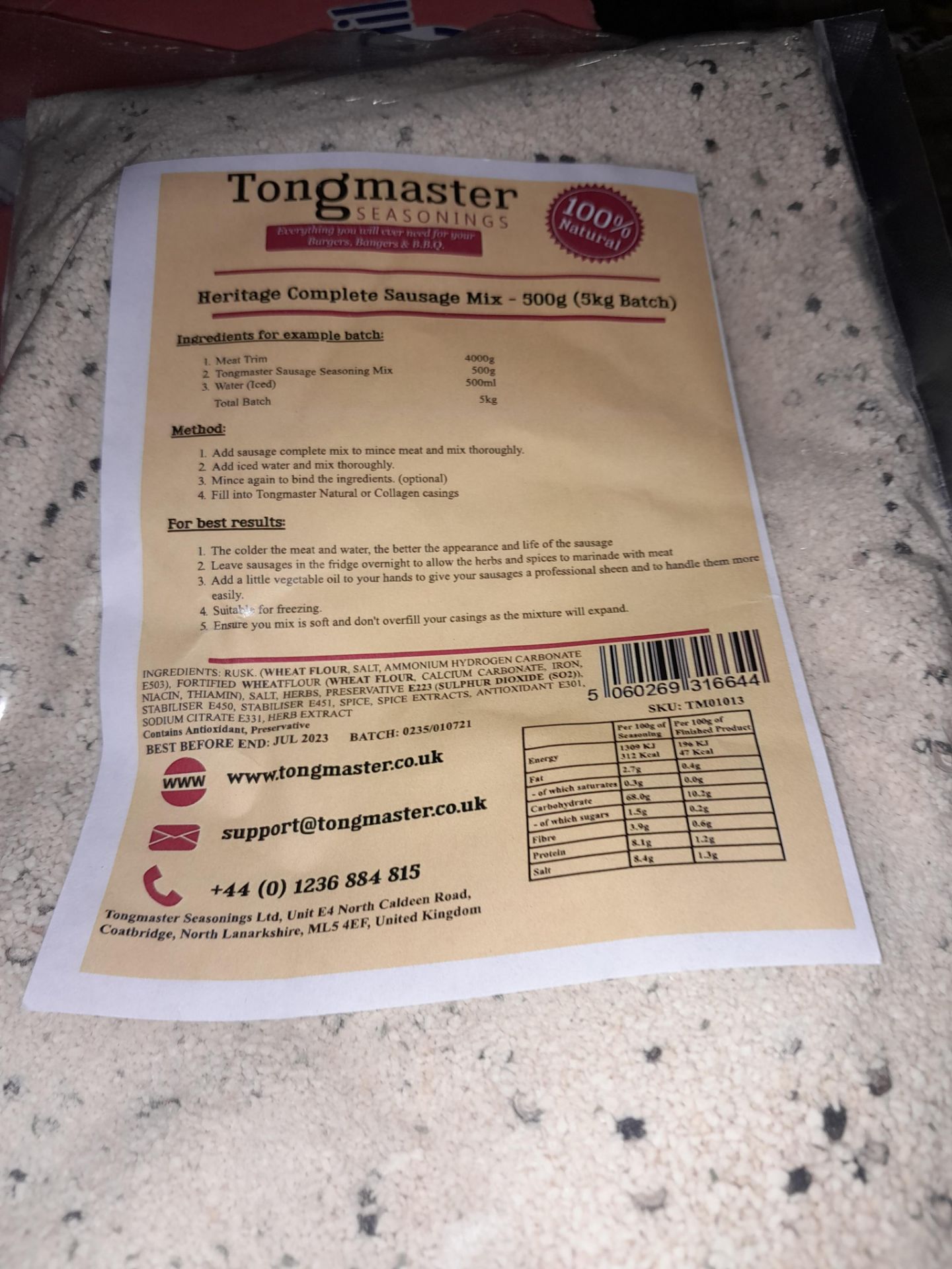 RRP £195 Bags Of Tongmaster Heritage Complete Sausage Mix 500G Bb 07/23