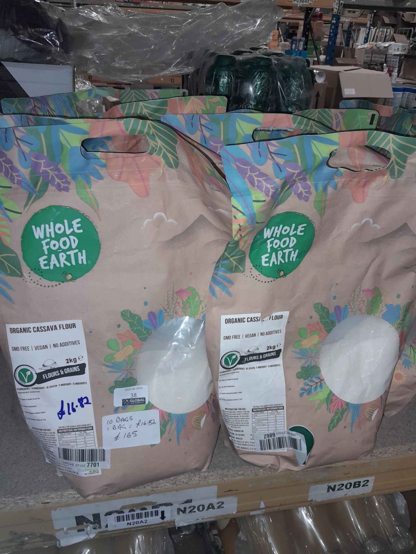 RRP £165 X10 Bags Whole Food Earth Organic Cassava Flour 2Kg Bb 10/23