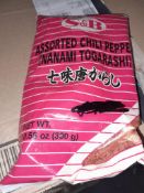 RRP£200 X25 Bags S&B Chilli Pepper Nanami Togarashi 300G, Bb 07/23