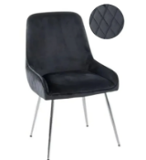 RRP £240 Boxed Deanna Upholstered Dining Chair Pair In Black(Cr1)