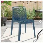 RRP X2 £220 Ex Display Rain Stacking Patio Chair In Blue