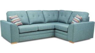RRP £1100 Ex Display Fabric Corner Sofa Bed In Light Blue