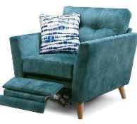 RRP £480 Ex Display Velvet Armchair In Blue