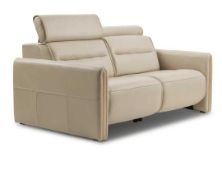 RRP £1200 Ex Display 3 Seater Reclining Leather Sofa In Beige
