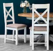 RRP £210 Boxed Like New Mcnelli Upholstered Dining Chair In White With Oak Frame