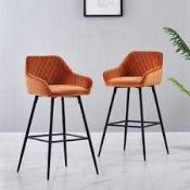 RRP £175 Boxed Like New Esposito 68Cm Bar Stool Pair In Orange