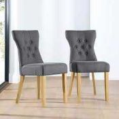 RRP £200 Boxed Like New Fabric Dining Chair In Slate Grey & Oak