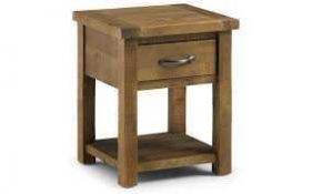 RRP £190 Boxed Like New Aspen Lamp Table With Drawer In Rough Sawn Pine