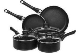 RRP £120 Brand New X3 Amazon Basics 8 Piece Non Stick Cookware Sets