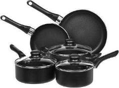 RRP £120 Brand New X3 Amazon Basics 8 Piece Non Stick Cookware Sets