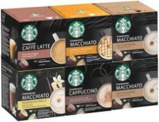 RRP £200 Lot Contains X10 Boxes Starbucks White Cup Variety Packs X72 Capsules, Bbe-31/08/24