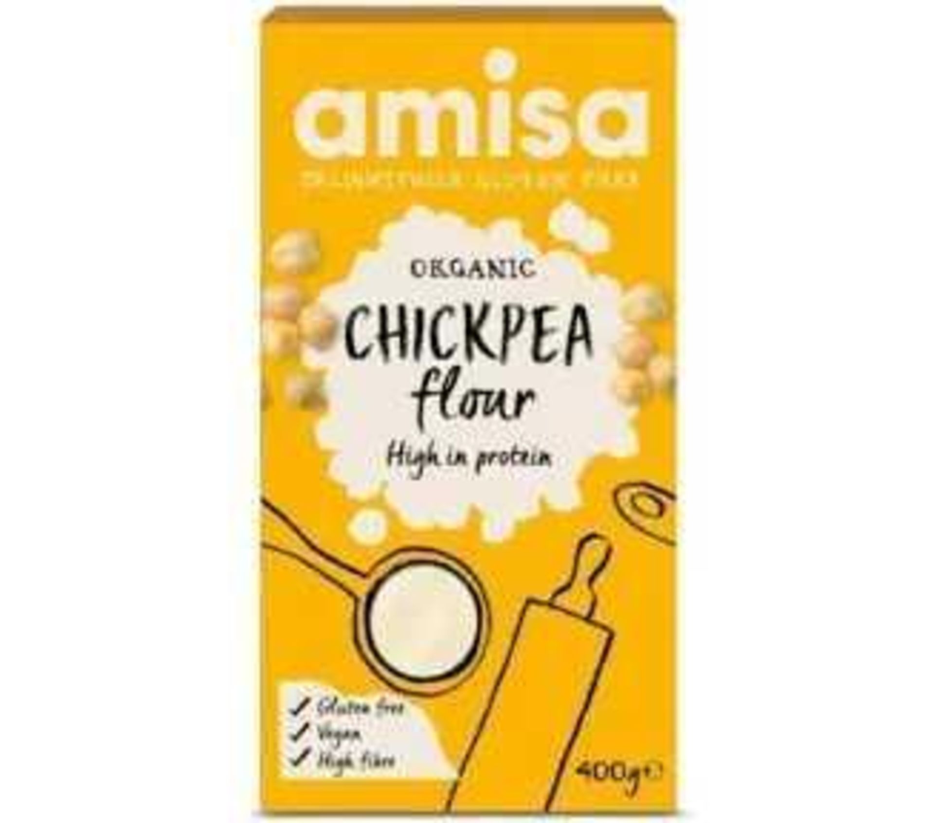 RRP £110 Boxed 5X3 Amisa Organic Chickpea Flour 400G Bbe-30.9.23