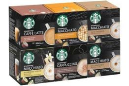 RRP £200 Lot Contains X10 Boxes Starbucks White Cup Variety Packs X72 Capsules, Bbe-31/08/24