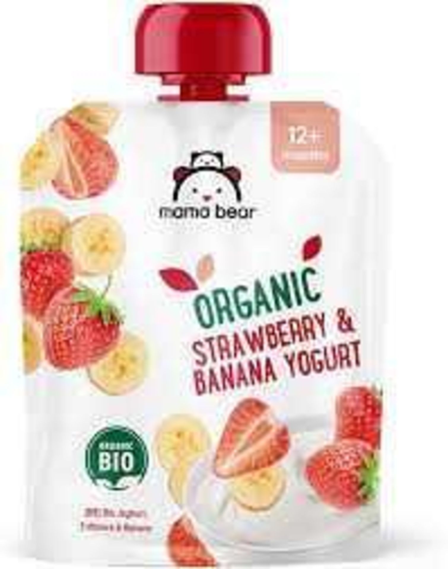 RRP £100 X20 Boxed Mama Bear Organic Strawberry & Banana Yogurt 6X90G Bb 18/10/23