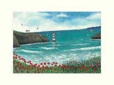 RRP £200 Brand New X2 Large Canvas Including Jo Grundy The Lighthouse At Poppy Bay