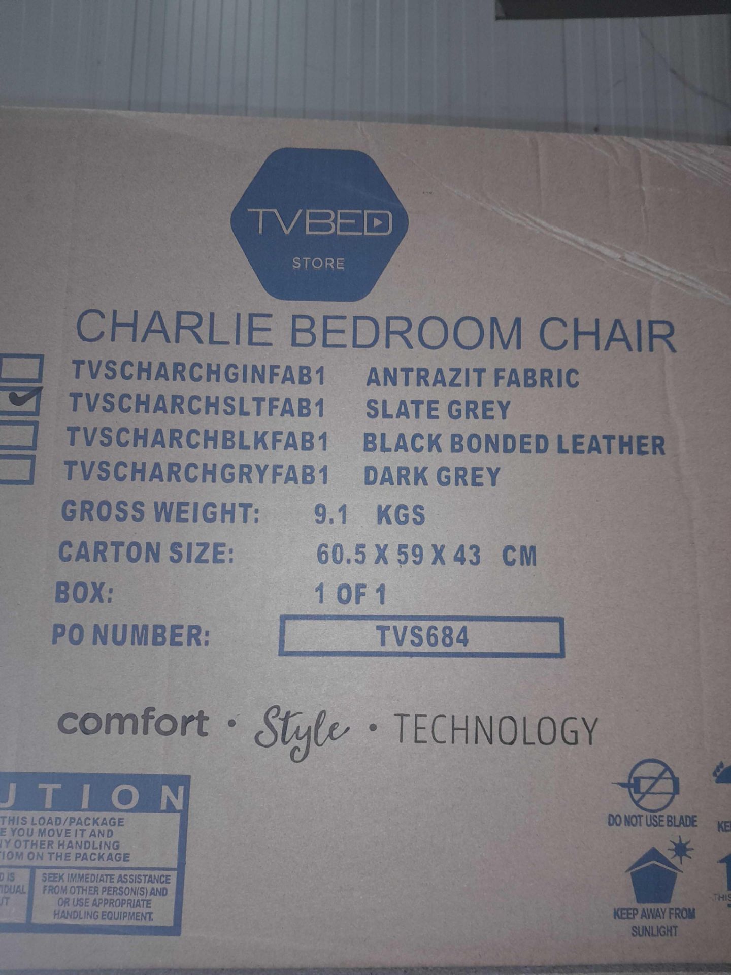 RRP £165 Brand New Tv Bed Store Charlie Bedroom Chair - Image 2 of 2