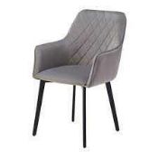 RRP £220 Boxed Like New Fabric Dining Chair Set Of 2 In Slate Grey/Oak