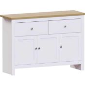 RRP £600 Unboxed Like New Wooden 3 Drawer, 2 Cupboard Sideboard In White