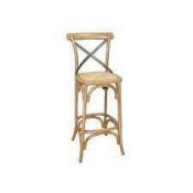 RRP £140 Unboxed Like New Rattan Crossback Wooden Barstool