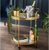 RRP £280 Boxed Like New Drinks Trolley In Gold
