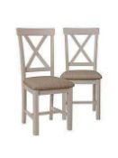 RRP £210 Ex Display White Cross Back Dining Chair With Cream Seat X2