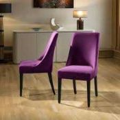 RRP £150 Brand New X2 Hallowood Furniture Pair Of Large Velvet Fabric Dining Chair, Purple