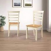 RRP £220 X2 Like New Farmhouse Style Wooden Dining Chairs