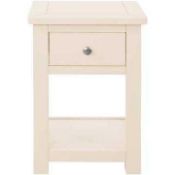RRP £210 Like New Wooden 1 Drawer Side Table In Cream