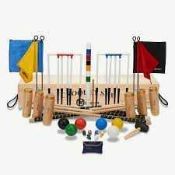 RRP £300 Boxed Like New 6 Player Executive Croquet Set With Wooden Box