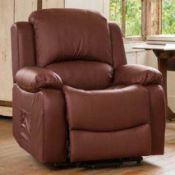 RRP £550 Ex Display Leather Armchair In Wine Red