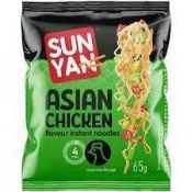 RRP £100 X10 33X65G Boxes Sun Yan Instant Noodles Asian Style Chicken Flavour Bbe-29/12/23