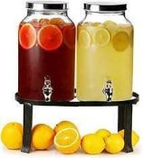 RRP £150 Brand New X3 Dual Mason Jar Drinks Dispenser With Stand 10Ltr