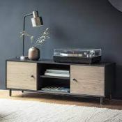 RRP £565 Like New Carbury Tv Stand With Shelving Display In Black/ Brown (L)