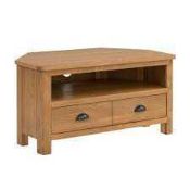 RRP £350 Like New 2 Drawer Tv Stand In Pine Finish, Black Knockers