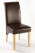 RRP £210 Like New Brown Faux Leather Dining Chairs X2